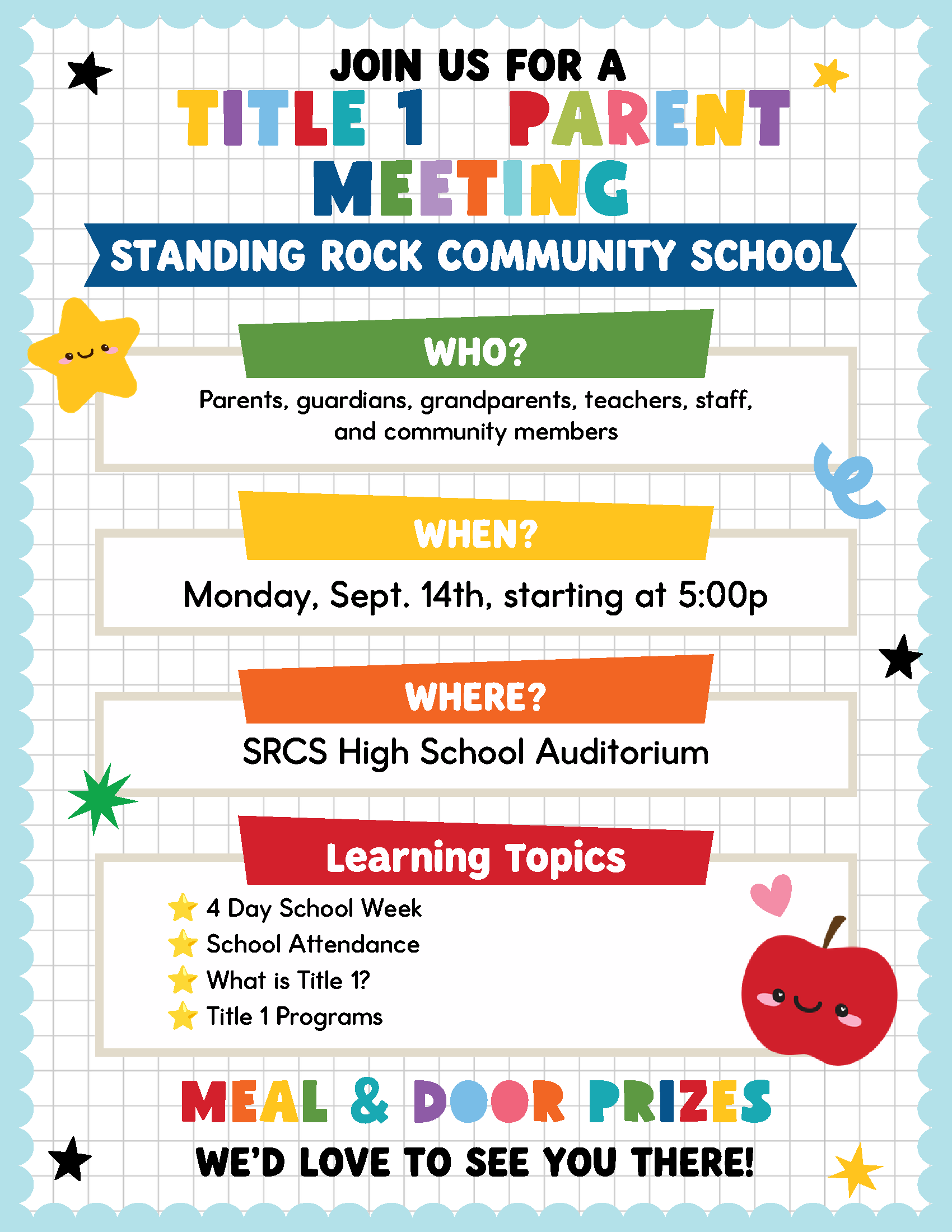 Flier about the Title 1 Parent Meeting